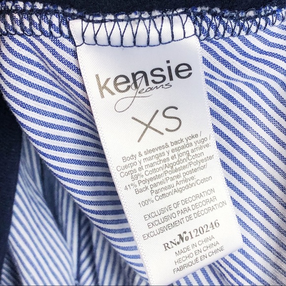 Kensie Jeans Navy Blue Mixed Media Sweatshirt Size XS - Picture 10 of 14